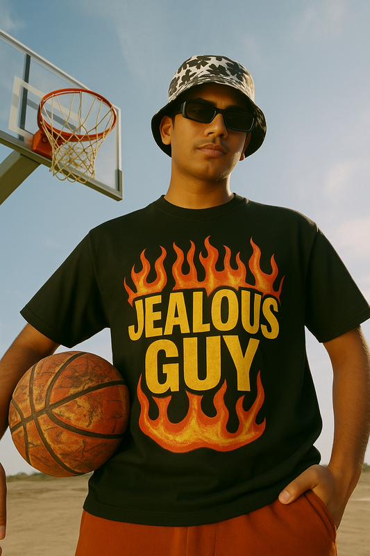 Jealous Guy Tee – Soft Flame, Strong Feels